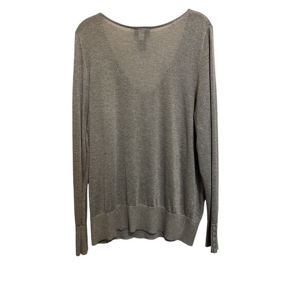 Lane Bryant V-Neck Metallic Tunic Lightweight Top Silver Metallic/Grey 18/20 - Picture 3 of 11
